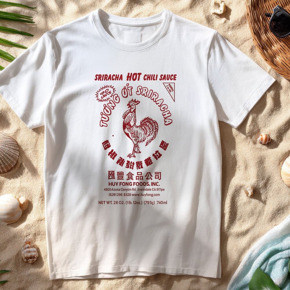 Sriracha Hot Sauce Rooster Graphic Tee Men’s Casual Streetwear Shirt size L